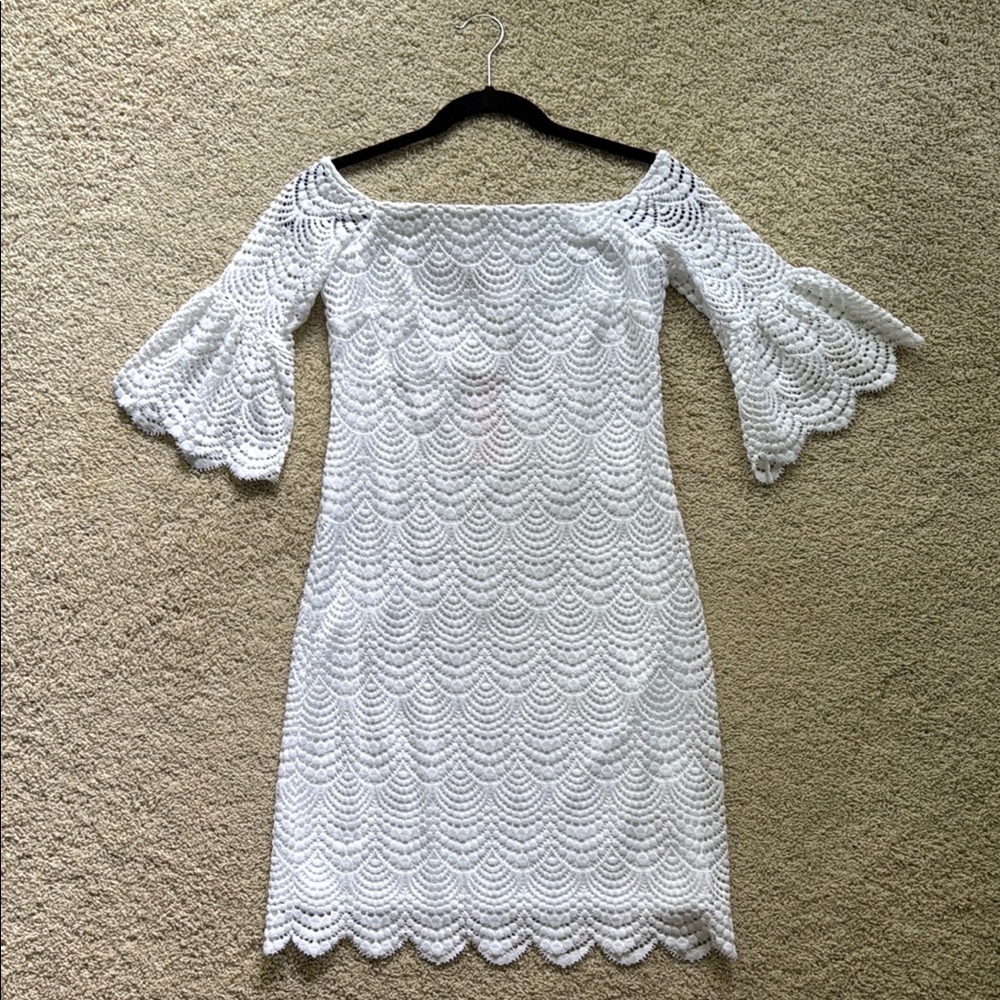 NWT XS Lilly Pulitzer Off-the-Shoulder White Lace Dress